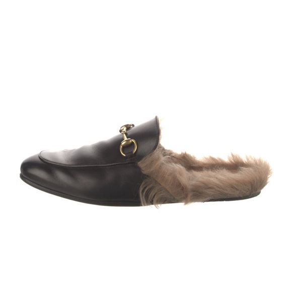 Authentic Gucci Princeton Fur slides - black leather - size 10 41 - Picture 7 of 12